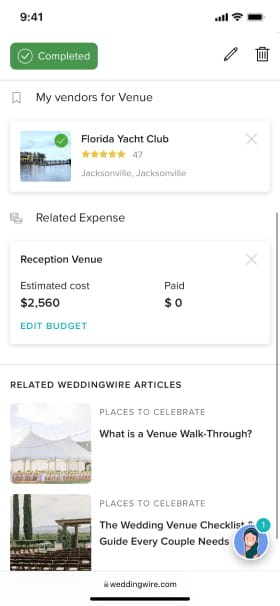 Mobile screenshot of Marcel and Alexis’s wedding website page that links to their wedding gift registry.