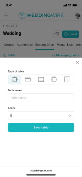 different table configuration functionality