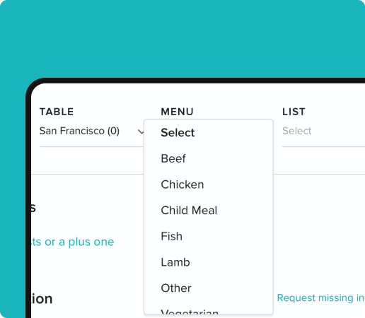 customizable menu for different wedding guests